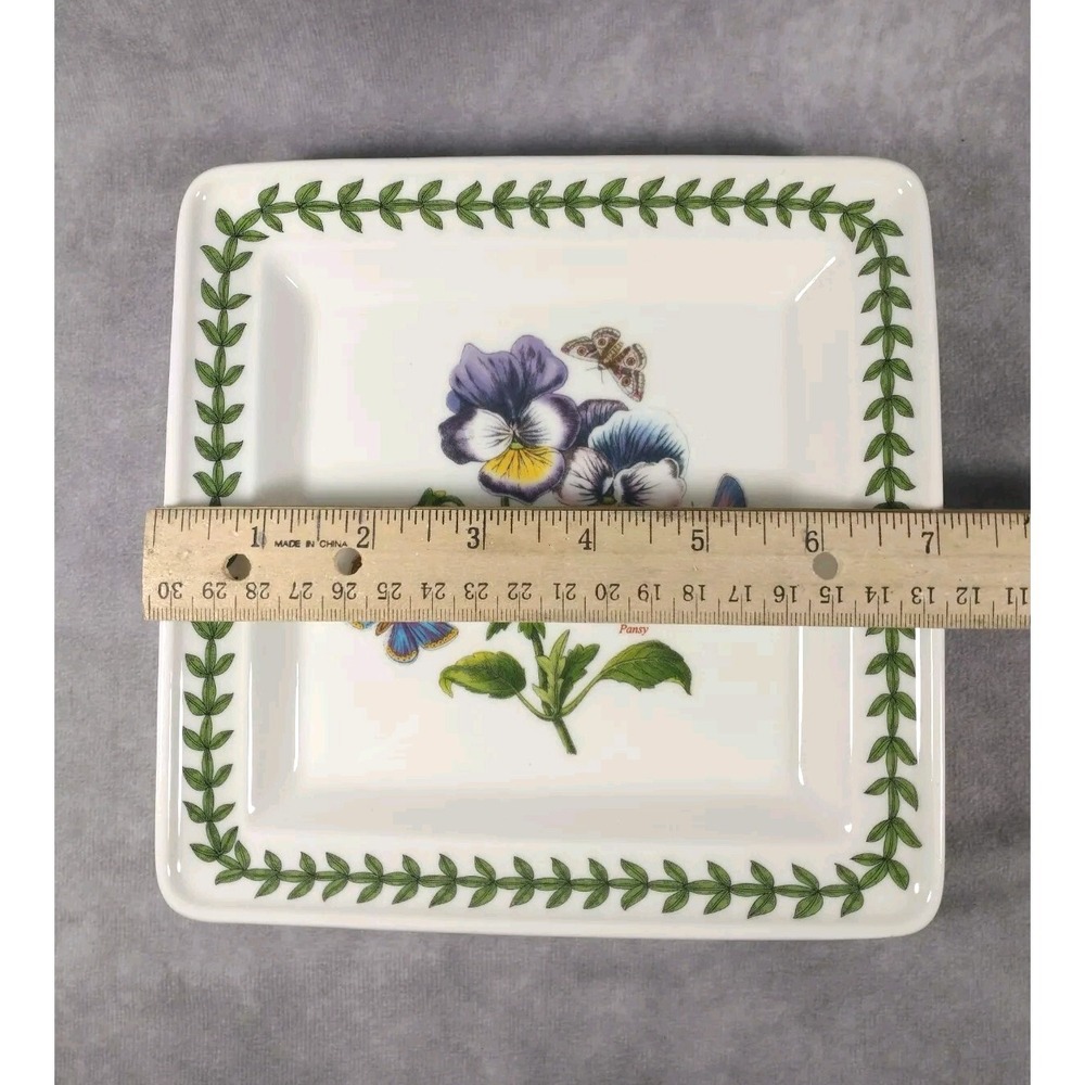 2 Portmeirion Botanic Garden Primrose & Pansy 7" Square Plates Butterflies - Picture 8 of 9